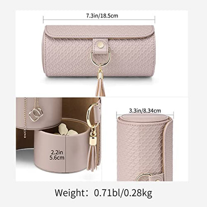 VLANDO Travel Jewelry Box, Travel Jewelry Case for Mothers Day Gifts, Earring organizer Necklacke Organizer Ring Organizer Box with Hand-held Design for Travelling - Grey+Khaki Inner | Stepped Sections Compartments Keep Jewelry Visible, Soft Lining Protec