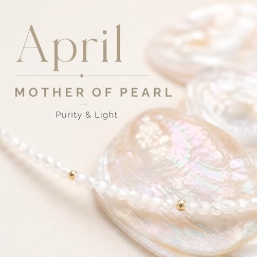 ARSIS Genuine Beaded Gemstone Necklace for Women, Colorful Natural Stone Handmade Bead Choker, Personalized Birthstone Necklace, Boho Summer Beach Necklace Layering Stackable Jewelry Gift - color: Mother of Pearl (April)