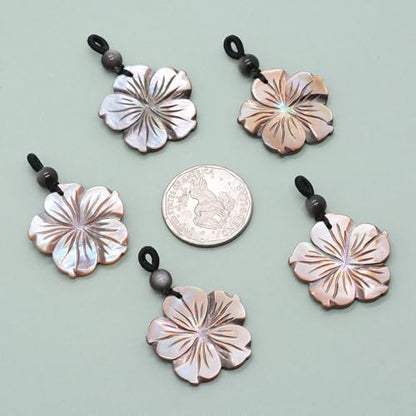 Justinstones Hand Carved Healing Crystals Gemstone Hawaii Flower Pendant Hand Weaving Wax Rope Necklace 22 inch - color: Gray Shell