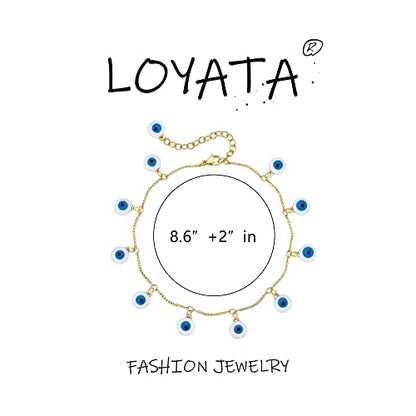LOYATA Dainty Ankle Bracelet,14K Gold Plated Tiny Bead Anklet Dainty White Cubic Zirconia Cross Tassel Foot Chain Cute Lucky Moon Evil Eye Foot Jewelry Boho Anklets for Women - color: Tassel