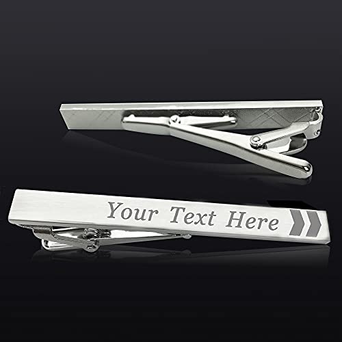 Personalized Tie Clips Pin for Men Engraved Exquisite Stainless Steel Personalized Gift for Best Man Usher Dad Boyfriend Husband Wedding Birthday Engagement with Box