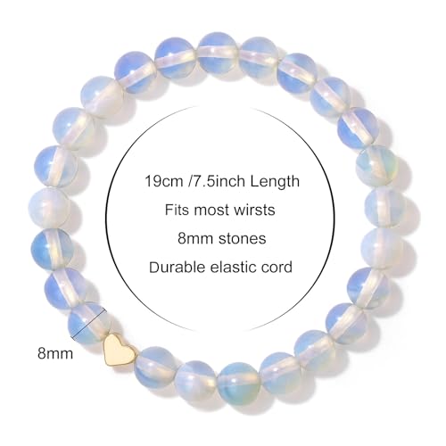 Healing Bracelet For Women Anxiety Beaded Bracelets Jewelry Healing Stone Crystal Bracelet Stress Relief Yoga Beads Chakra Bracelets Gifts For Women pink - color: Opal