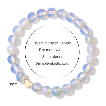 Healing Bracelet For Women Anxiety Beaded Bracelets Jewelry Healing Stone Crystal Bracelet Stress Relief Yoga Beads Chakra Bracelets Gifts For Women pink - color: Opal