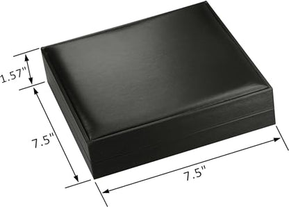 Black Color Extra Large Necklace Ring Earrings Bracelet Sets Gift Box | Soft touch PU leather jewelry set holder case for women men wedding engagement giftgiving(not for chunky necklaces) - color: Black PU Extra Large Necklace Set Box