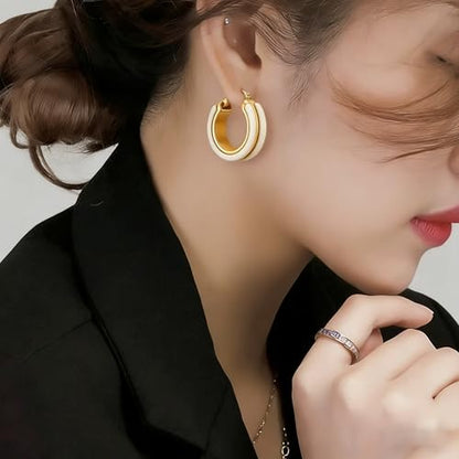 14K Gold Plated Chunky Hoop Earrings for Women Vintage Leopard Print Hoops Large Round Hoop Earrings Jewelry - style: Hoop K