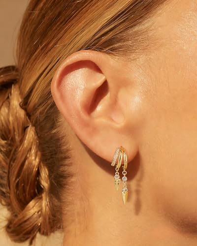 Freekiss Pearl Earrings for Women Trendy: Flat Back Stud Earrings 14K Gold Plated/925 Sterling Silver Freshwater Pearl Dangle Earrings Cute Bow Earrings Wedding Jewelry Birthday Gifts for Women Girls - style: Short Zircon-GD