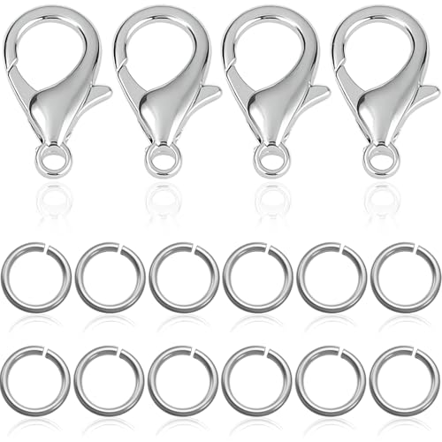 450Pcs Stainless Steel Lobster Claw Clasps & Jump Rings (10mm) | Fadeless, Waterproof, Hypoallergenic, Jewelry Making