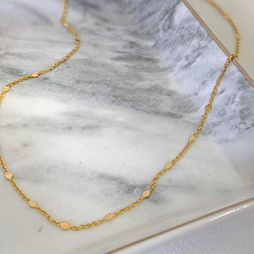 Annika Bella Choker Necklace, Gold Chain for Women, Length 13-16 Inches, Minimalist Necklaces for Women, Lace/Link/Tubes/Dotted Chain Chokers. - style: Dotted Chain