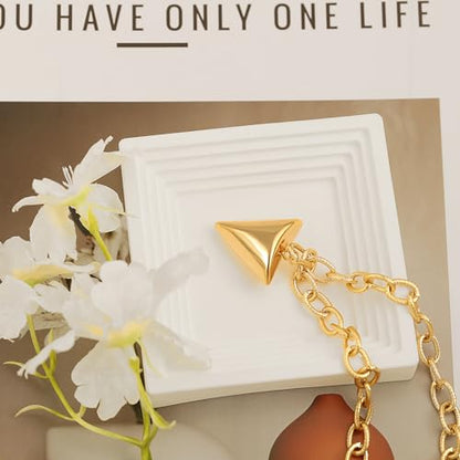 SOFYBJA Saint Benedict Necklace Drop 18K Gold Toggle Medallion Coin Cross Pendant Necklaces Religious Jewelry Catholic Gift for Women - color: triangle