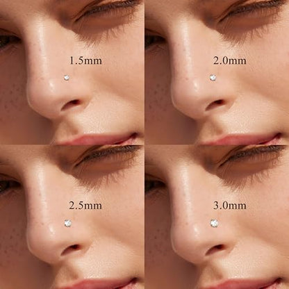 Jstyle 18G 20G Nose Rings Stud for Women Men Silver/Gold Nose Studs 8Pcs | Hypoallergenic 316L Stainless Steel Nose Rings for Sensitive Skin, 1.5/2/2.5/3MM Cubic Zirconia Nose Piercing Jewelry - color: Silver Plated-20G