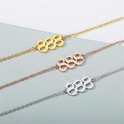 PAURO Women's Angel Number Bracelet Ankle Anklet Chain Adjustable | Stainless Steel, Minimalist Numerology Spiritual Statement Jewelry Gift - color: Gold 888, 5.5+2.8inch