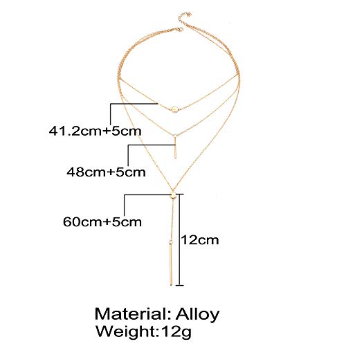 COLORFUL BLING Multilayer Choker Long Chain Tassel Pendant Necklace for Women Beads Necklace Long Bar Charm Chain Jewelry - color: C gold bar