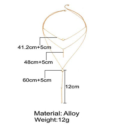 COLORFUL BLING Multilayer Choker Long Chain Tassel Pendant Necklace for Women Beads Necklace Long Bar Charm Chain Jewelry - color: C gold bar