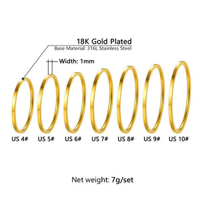 PROSTEEL Stainless Steel Rings Set, Women's Plain Band Knuckle Stacking Midi Rings Comfort Fit, Silver/Gold/Rose Gold/Black Tone, Multi Size #4-#12 - color: N 14 pcs-silver & gold