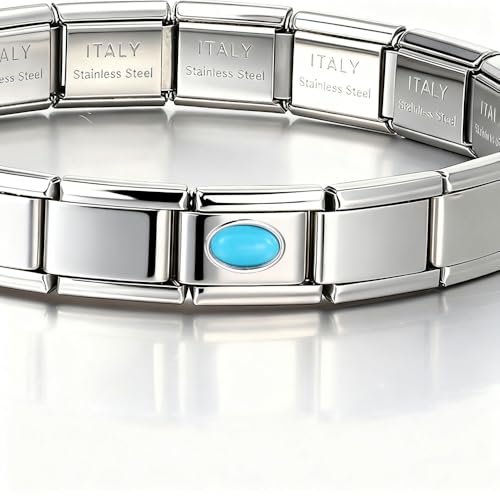 Italian Bracelet Charm,9mm,April,Birthday & Date > Birth Stone - Simple Ellipse - color: December
