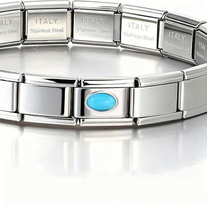 Italian Bracelet Charm,9mm,April,Birthday & Date > Birth Stone - Simple Ellipse - color: December