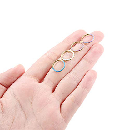 GAGABODY Septum Ring 16 Gauge Earrings Daith Jewelry Surgical Steel Hinged Nose Rings Nose Hoop Cartlidge Earring Hoop Helix Rook Piercing Jewelry - color: Style2:1pc Gold+White Opal Single Hoop