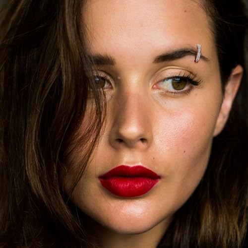 16G Labret Stud, G23 Titanium Vertical Labret Lip Piercing Jewelry, Gold Eyebrow Ring Clicker Belly Button Ring Hoop For Women Men - color: Silver, size: 8mm Clear CZ