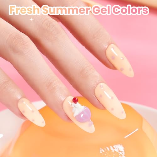 Beetles Jelly Gel Nail Polish Set, 6 Colors Pastel Cat Eye Gel Polish | Blue Purple Yellow Green Glitter Gel with Magnet Sticker Soak Off UV Gel Nail Art Salon DIY at Home Gift for Women - color: Soft Glow Pudding