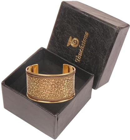 Touchstone Indian Bollywood Handcrafted Slip In Easy To Wear Stylish Wrist Enhancer Designer Broad Jewelry Cuff Bracelet For Women and Men. - style: Celtic Clover