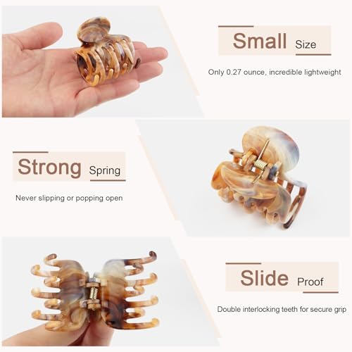 8PCS Claw Clips for Thin Hair Women, 1.6" Small Hair Claw Clips | Marble Pattern Hair Claw Clips for Fine Thick Hair Strong Hold Double Row Teeth Hair Clips Cute Jaw Clamps - color: Multicolor