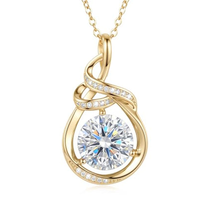 Teardrop Birthstone Necklace for Women 14K Gold/White Gold Elegant Ribbon Pendent Anniversary Love Birthday Gifts for Mom Women, 18"+2" Inches - color: Gold-04-Apr Birthstone