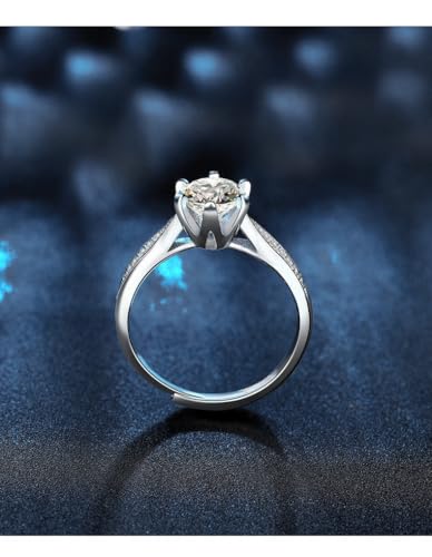 1CT/2CT Queen series moissanite ring, Adjustable rings for women, 925 Sterling Silver Open Band, D-Color VVS1 Sparkling Stone, Luxury Diamond Alternative - style: Queen 1 Series, 2CT
