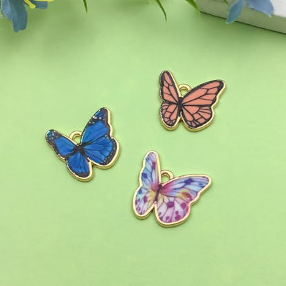 Sailanzi 24pcs Alloy enamel butterfly set Pendant Jewelry Making DIY Keychain Earrings Pendant Various Design Charms for Jewelry Making Bracelets Necklace (SN794) - color: SN794