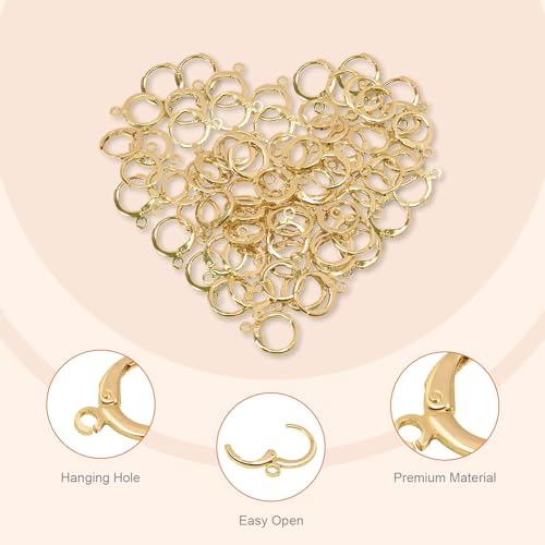 60pcs 14K Gold Filled Hoop Huggie Earring Hooks,Hypoallergenic Dangle Tarnish Resistant Gold Lever Back Earring Hooks Earwire for Jewelry Making Supplies (Gold) - color: Gold