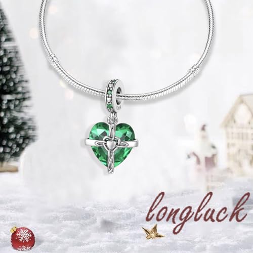 Birthstone Charms 925 Sterling Silver Heart Charms for Bracelets and Necklaces Birthday Day Christmas Gifts For Women - color: E-May