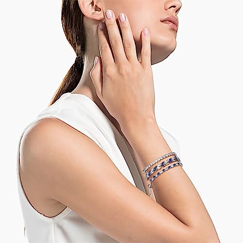 GEMOSA 3 Pcs Tennis Bracelets for Women Silver Gold Bule CZ Braclet Set | Marquise Cubic Zirconia CZ Diamond, Dainty Adjustable Silver Gold Bule Bracelets, for Women Brides, Stackable Fashion Jewelry - color: Silver-Bule CZ