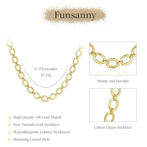 Gold Necklace for Women Chunky 14K Gold Plated Chain Necklace | Chunky Gold Necklace,Simple Paperclip Chain, Statement Choker Necklace,Non Tarnish,Trendy Jewelry,Gifts for Women - style: 10mm-paperclip chain-gd-3