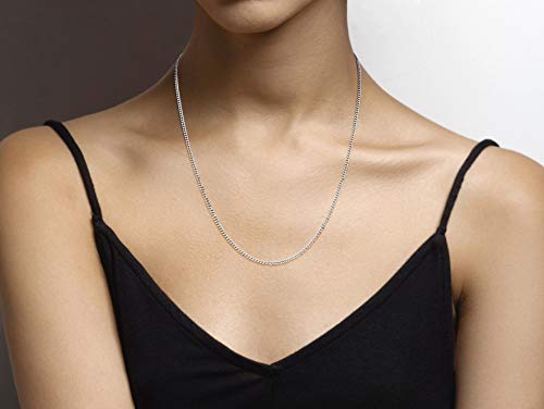 Miabella Italian 925 Sterling Silver, 18K Gold Plated 925 Sterling Silver 2.3mm Curb Cuban Link Chain Necklace Made in Italy - size: Length 22 Inches, style: sterling silver