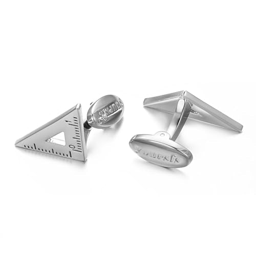 Yoursfs Novelty Sunflower/Love Knot/Architect Cufflinks for Men Funny Stainless Steel Cufflinks Personalized Cuff links Wedding Gift Fashion Jewelry - style: silver Triangle Ruler cufflinks
