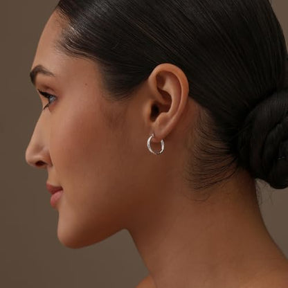 Charmsy 925 Sterling Silver Hoop Earrings | Lightweight Italian 2.5mm Tube Diamond-Cut Round Classic Hoops Earring for Women | Size 15/20/25/30/35/40/50/60/70mm | Small Medium Large - color: Diamond-Cut, size: 15 MM