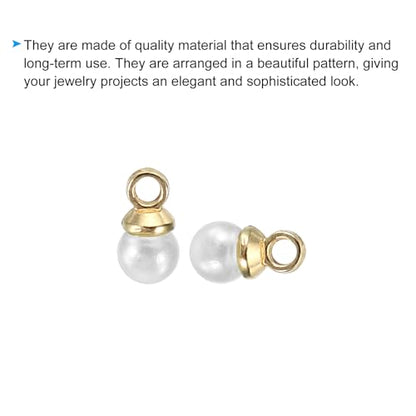 PATIKIL Pearl Charm, 100pcs Pearl Beads Faux Pearl Pendant Charm DIY for Jewelry Making Bracelets Earrings Necklace Crafts - color: Golden White, size: 4mm