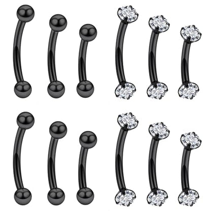 18G 16G 14G Eyebrow Ring Piercing Jewelry Surgical Steel Internal Thread Vertical Labret Lip Ring Rook Daith Earrings Belly Button Ring Piercing Jewelry for Women Men Silver Black Gold - color: Black, size: 14 Gauge
