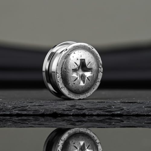 Stainless Steel Ear Gauges Flesh Plugs and Tunnels Piercing Expander, Sun and Moon Matched Stretchers. - color: S8666G, size: 25 mm