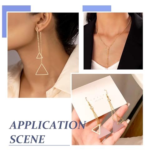 Elecrelive 50Pcs Light Gold Linking Rings Triangle Hollow Frame Charms | Metal Link Charms Frames Connectors Pendant for Earrings Bracelet Necklace Jewelry Making - color: Light Gold