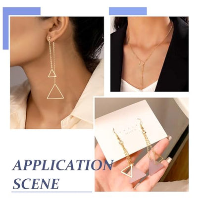 Elecrelive 50Pcs Light Gold Linking Rings Triangle Hollow Frame Charms | Metal Link Charms Frames Connectors Pendant for Earrings Bracelet Necklace Jewelry Making - color: Light Gold