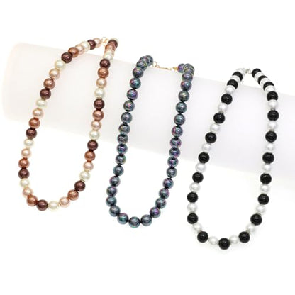 Long Simulated 10mm AAA Pearl Strand Necklace for Women Multicolor Pearl Choker Necklace 1920s Pearl Statement Necklace Costume Jewelry - color: 10mm Grey