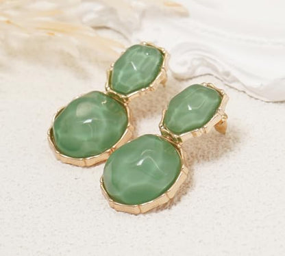 Resin Earrings for Women Acrylic Water Ripple Earring Boho Dangle Drop Earring - color: Green