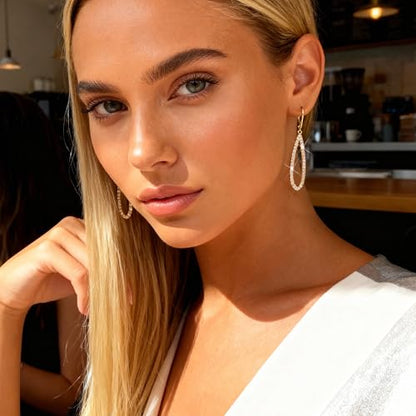 Teardrop Dangle Earrings for Women Cubic Zirconia Drop Leverback Earrings | Hypoallergenic Simulated Sparkly Teardrop Diamond Earrings Prom/Wedding/Evening Earring for Women Elegant Jewelry Gift - color: 14K Gold