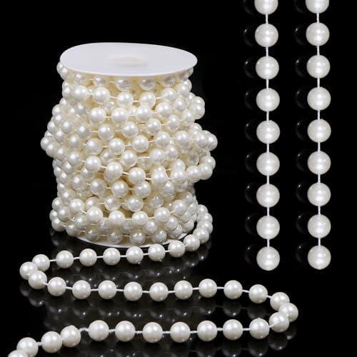 Pearls String Beads 33 Feet Crafts Faux Pearl Roll for Christmas Garland Flowers Wedding Party Jewelry Decoration(12mm Ivory) - color: Ivory, size: 12mm