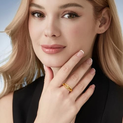 Cicy Bell Initial Rings for Women 18k Gold Plated Adjustable Rings | Open Signet Rings, Bold Letter, Personalized Engraved, For Party - color: Initial-M