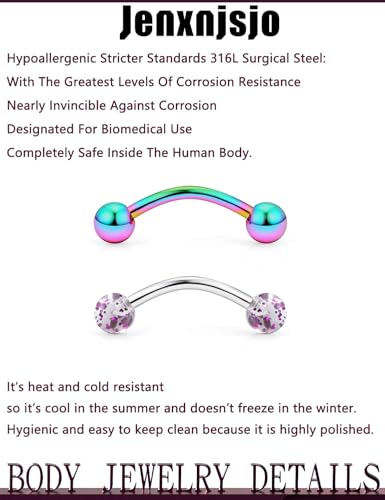 Jenxnjsjo 14G Snake Frog Eyes Piercing Jewelry Tongue for Women Men 14mm 9/16in Bars Extra Long Belly Naval Button Rings Snake Bite Curved Barbells Surgical Stainless Steel - color: Purple