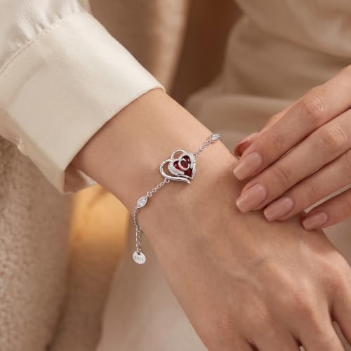 Initial Bracelet for Women 925 Sterling Silver Heart Angel Wings Initial Bracelet Anniversary Birthday Mothers Day Jewelry for Mom Her Wife - color: C