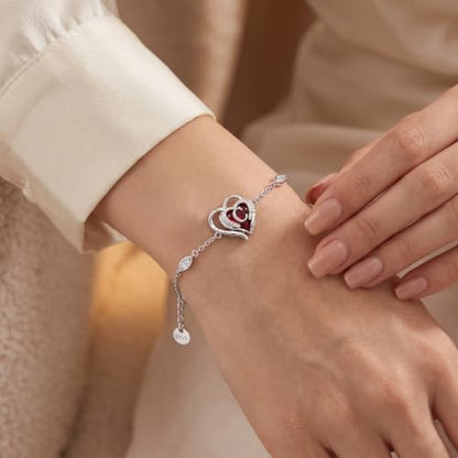 Initial Bracelet for Women 925 Sterling Silver Heart Angel Wings Initial Bracelet Anniversary Birthday Mothers Day Jewelry for Mom Her Wife - color: C