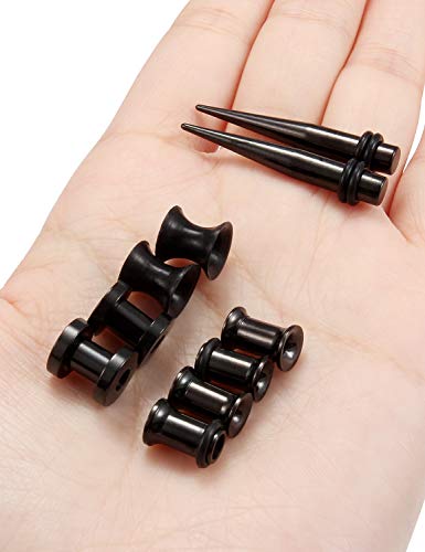 Jenxnjsjo 14g to 7/8in Ear Gauges Plugs Tunnels Taper Earrings Stretching Expander Kit Set for Women Men - color: 023: 5Styles, Black, size: 4g (5mm)