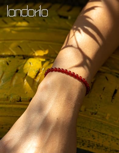 Natural Stone Beaded Bracelets for Men Women, 4mm 6mm 8mm | Healing Crystal, Protection Gemstone, Gift Packaging with Energy Card, Stretch Jewelry, Replacement Beads Included, 18 Stone - color: Carnelian(Luck & Vitality), size: 4mm